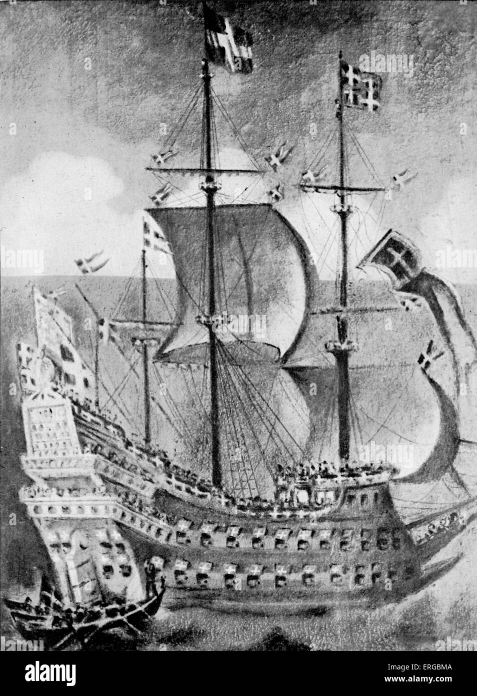 Carrack in der Ritter in Malta 1530 angekommen. (drei - oder vier-Mast-Segelschiff) Stockfoto