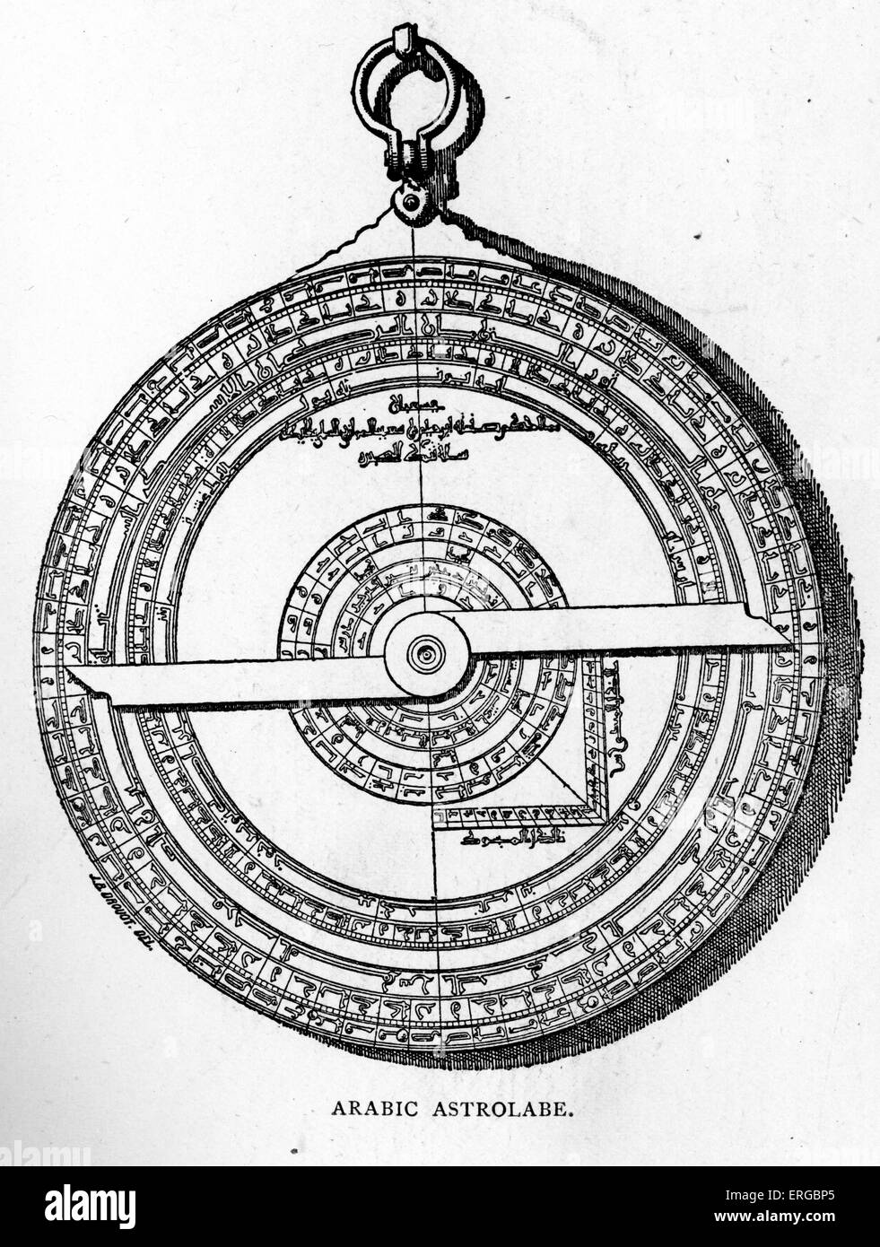 Arabisches Astrolabium. Instrument, die historisch von Astronomen und Navigatoren verwendet, um die Positionen von Sonne, Mond zu finden, Stockfoto