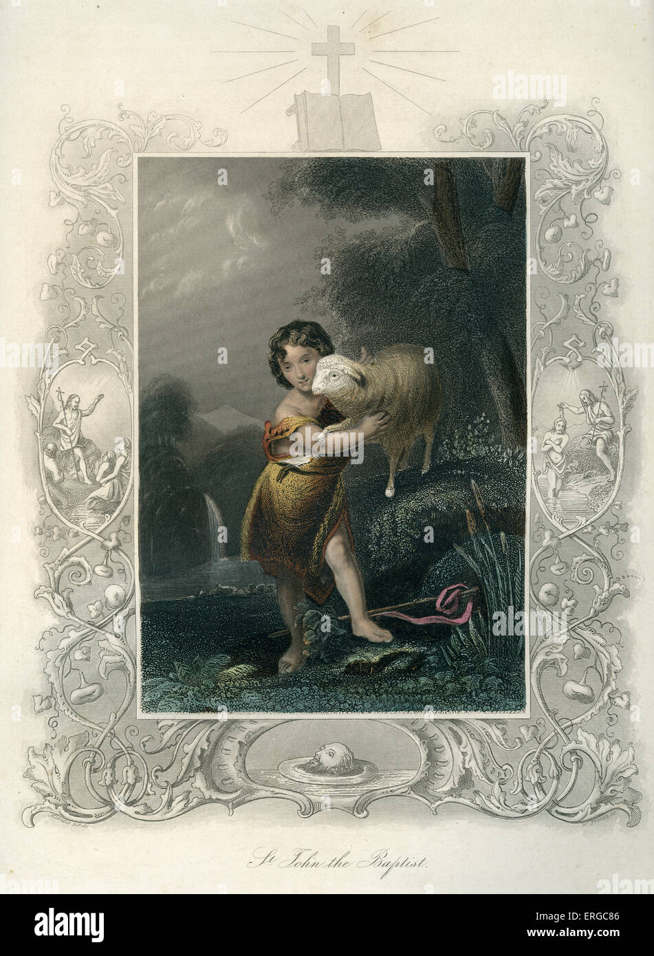 Hl. Johannes der Täufer mit einem Lamm. Stockfoto