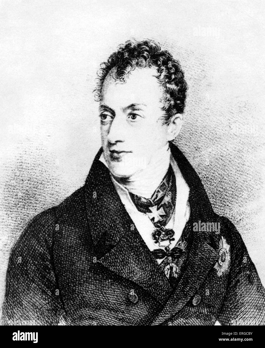 Fürst Clemens von Metternich (1773 – 1859) nach einem Porträt von I. Lieder. Stockfoto