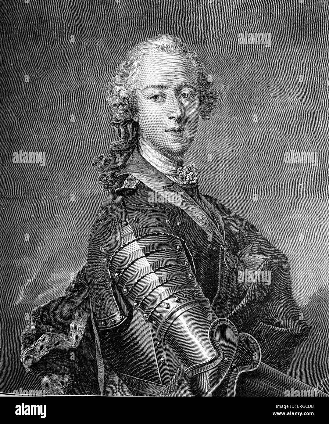 Prinz Charles Edward Stuart - nach dem Portrait von Barett, 1748. Auch bekannt als "Bonnie Prince Charlie" und die "Young Stockfoto