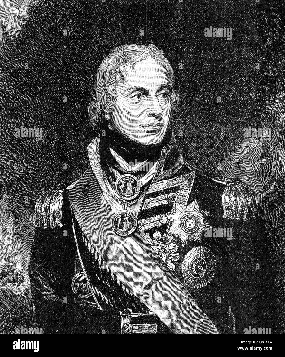 Lord Horatio Nelson - nach dem Porträt von Sir William Beechey. Britischer Admiral berühmt für seine Teilnahme an den napoleonischen Stockfoto