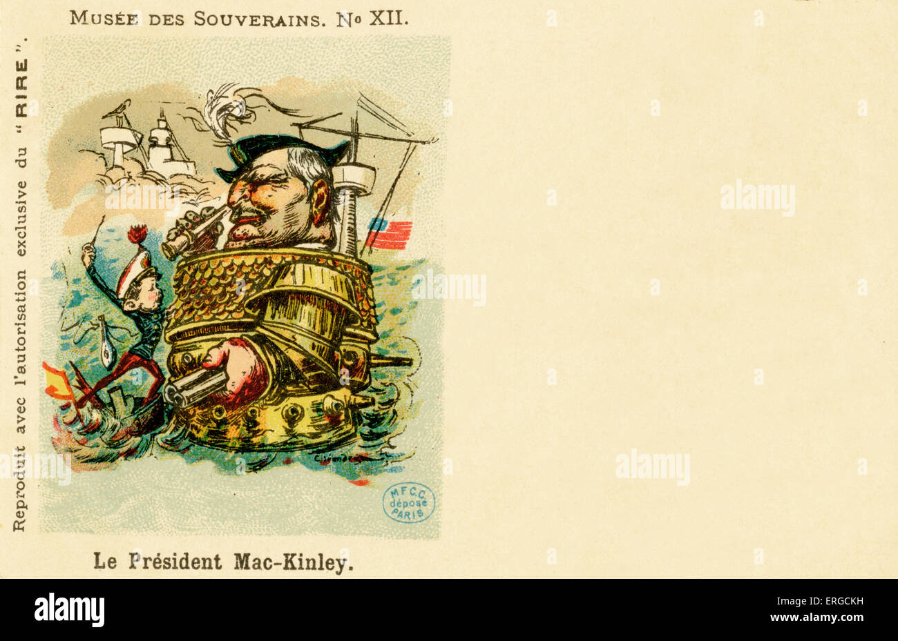 Präsident McKinley - Karikatur. 25. Präsident der Vereinigten Staaten; die USA zum Sieg im Spanisch-Amerikanischen Krieg geführt; Stockfoto