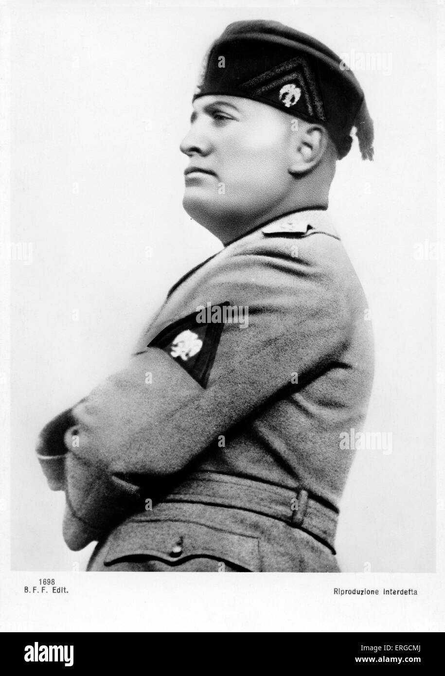 Benito Mussolini - Porträt. 40. Ministerpräsident Italiens und Führer der nationalen faschistischen Partei: 29. Juli 1883 – 28. April 1945 Stockfoto