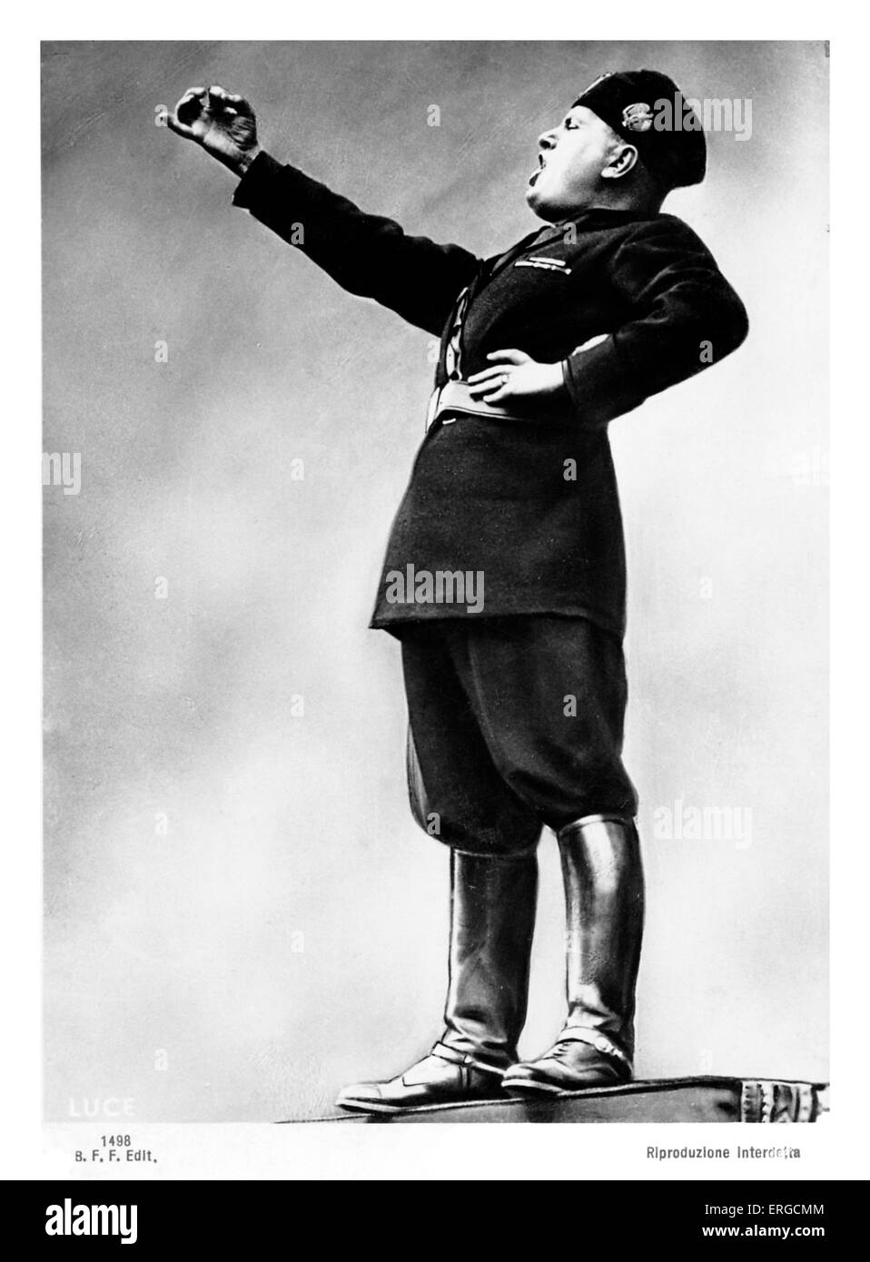 Benito Mussolini orating - Porträt. 40. Ministerpräsident Italiens und Führer der nationalen faschistischen Partei: 29. Juli 1883-28 April Stockfoto