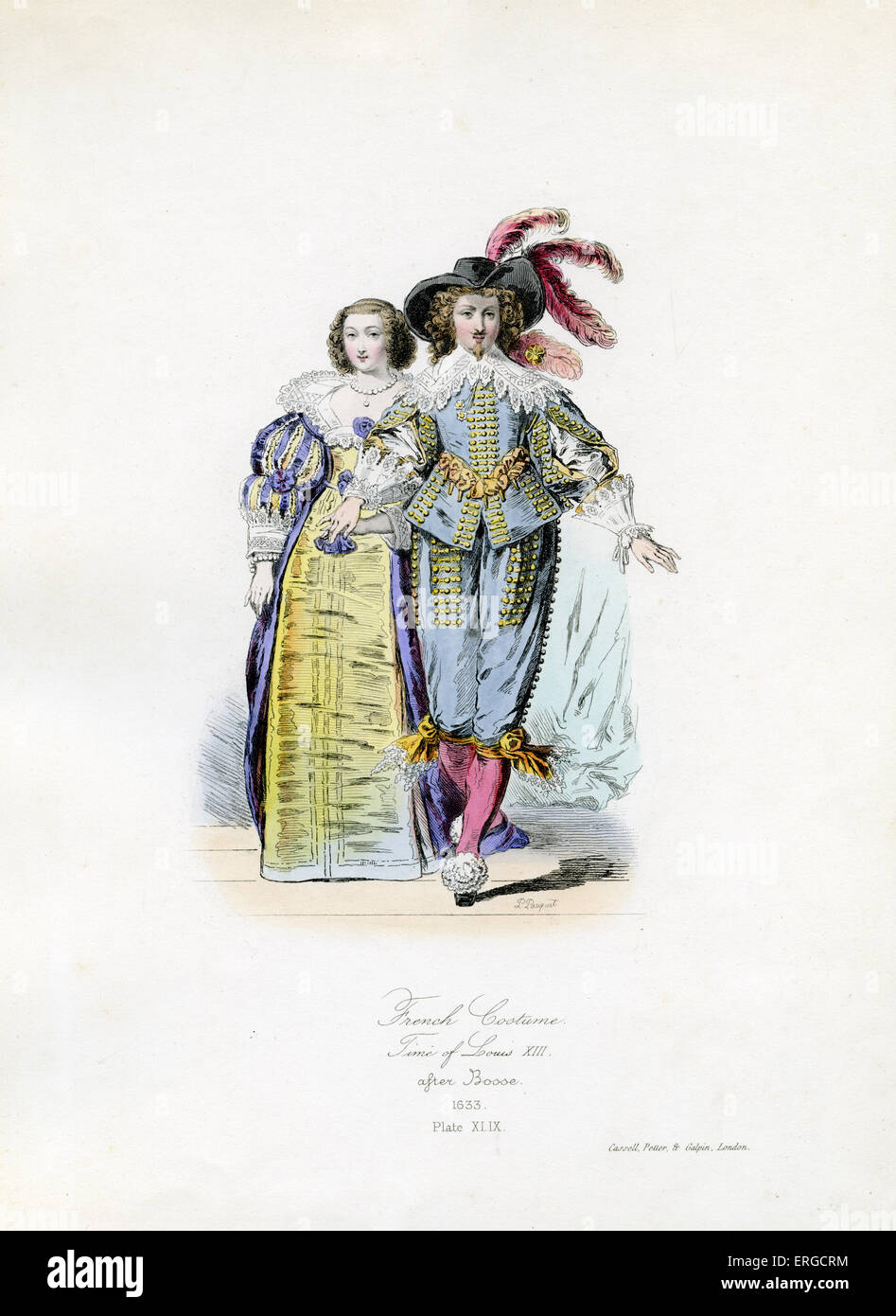 Französische Kostüm aus der Zeit von Louis XIII. 1633 - vom Kupferstich von Polidor Pauquet nach Bosse. LXIII, König von Frankreich: 27 Stockfoto