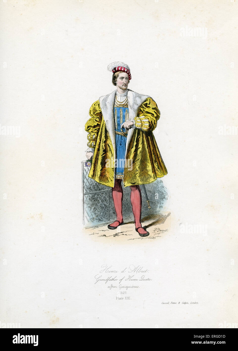 Henri d ' Albret (Heinrich von Navarra), 1527 - vom Kupferstich von Polidor Pauquet, nach Gaiguières. Großvater von Heinrich IV. von Frankreich (Henri Quatre) und König von Navarra: 18 April 1503 – 25 Mai 1555. Platte XXI. Stockfoto