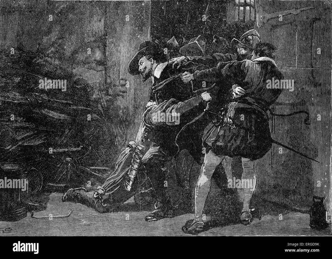 Die Verhaftung von Guy Fawkes. GF: Verschwörer in der Schießpulver-Plot (5. November 1605): 13 April 1570 – 31. Januar 1606. GF und Stockfoto
