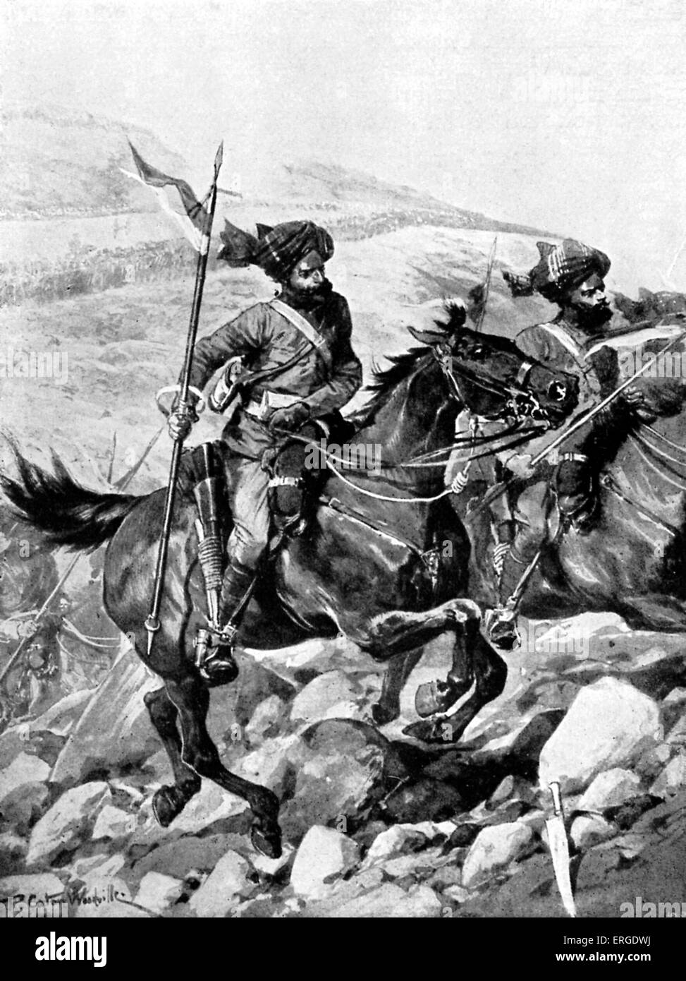 Bengal Lancers der Britisch-Indien Armee - während es 1897 war eine Serie von Angriffen auf britische Truppen entlang der afghanischen Grenze. Stockfoto