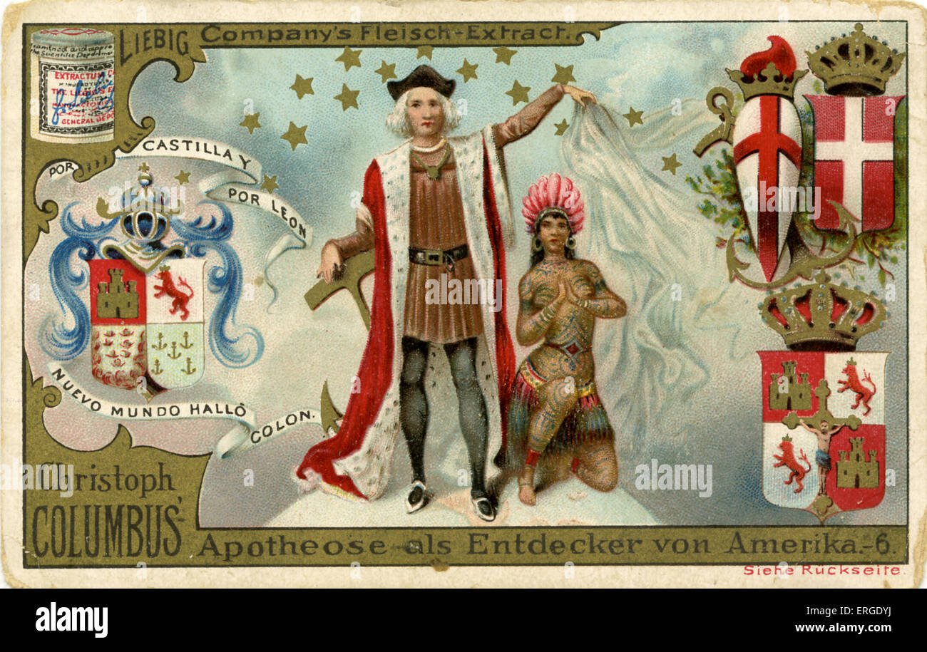 Christopher Columbus - Apotheose als Entdecker von Amerika (Deutsch: "Apotheose als Entdecker von Amerika"). Im Bild mit Mantel Stockfoto