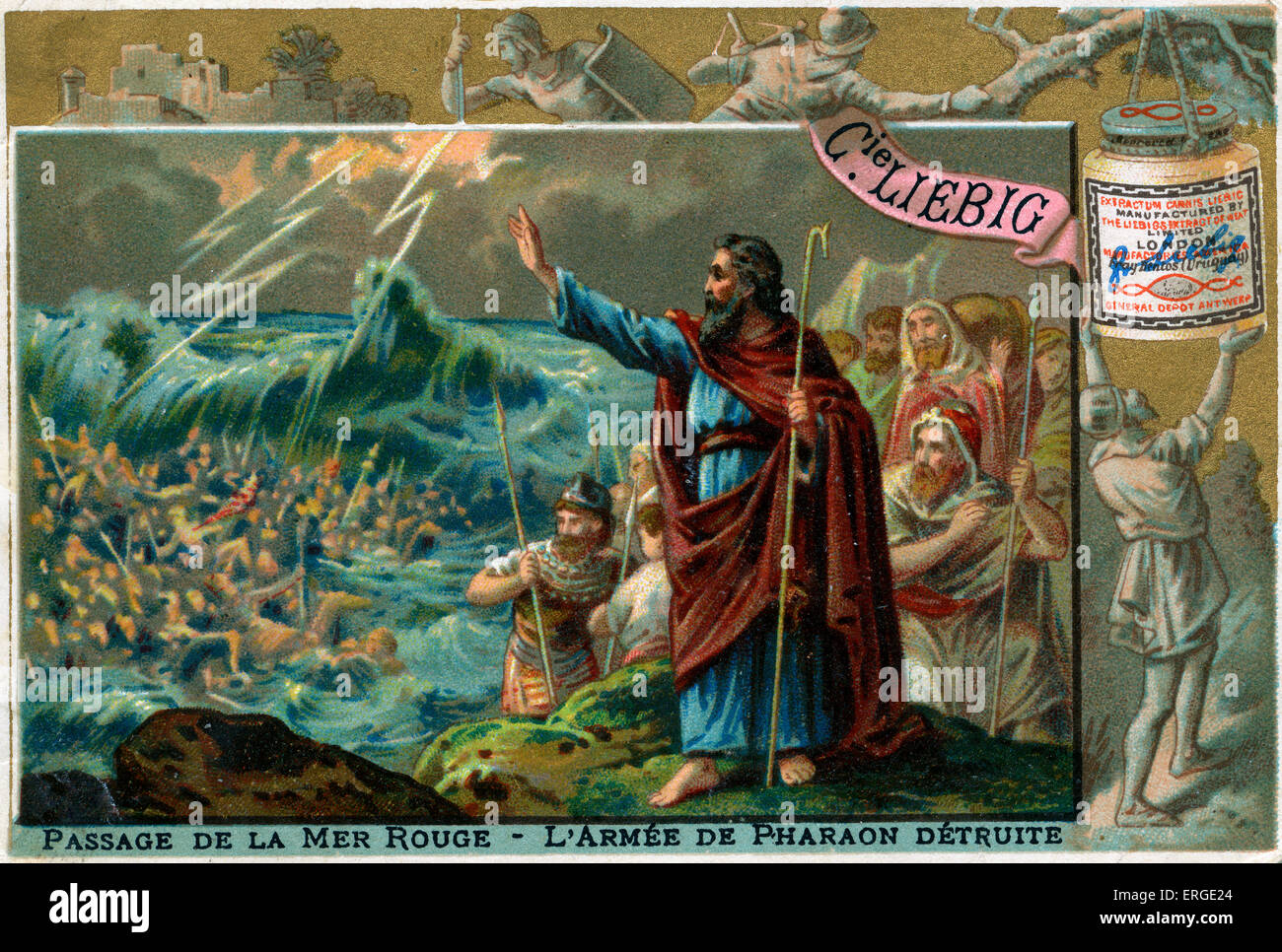 Die Teilung des Roten Meeres. "dann Mose seine Hand aus über das Meer streckte, und der Herr das Meer wieder durch eine starke Ost fuhr Stockfoto