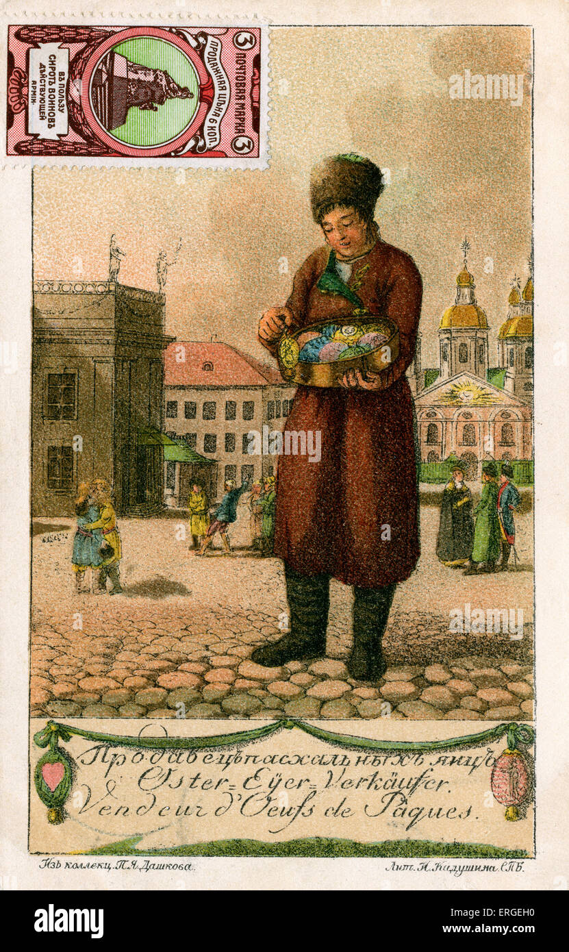Osterei-Verkäufer, Russland. C. 1905 Stockfoto