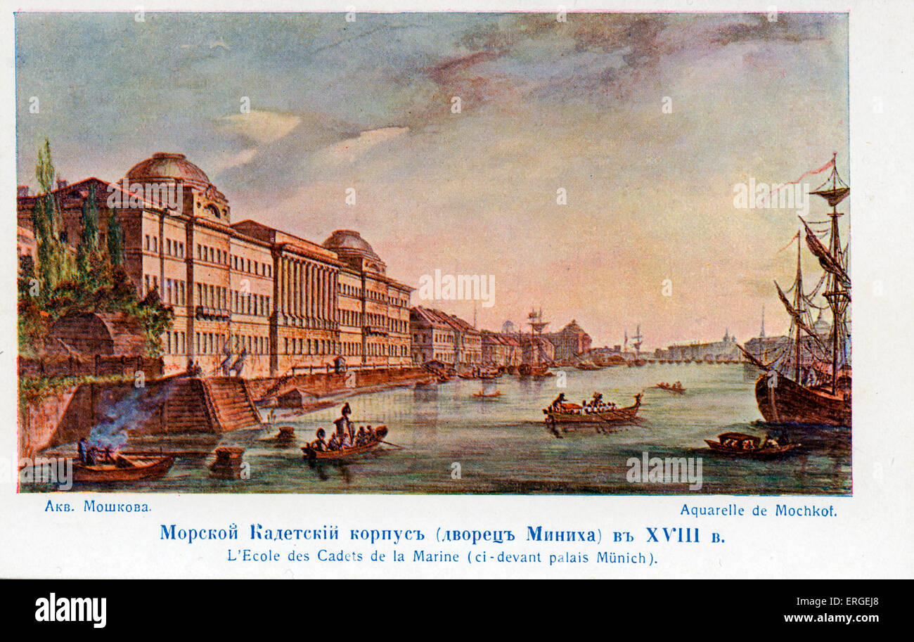 Marine-Akademie, St. Petersburg - 18. Jahrhundert. Von Aquarell von Mochkot. Russland. Stockfoto