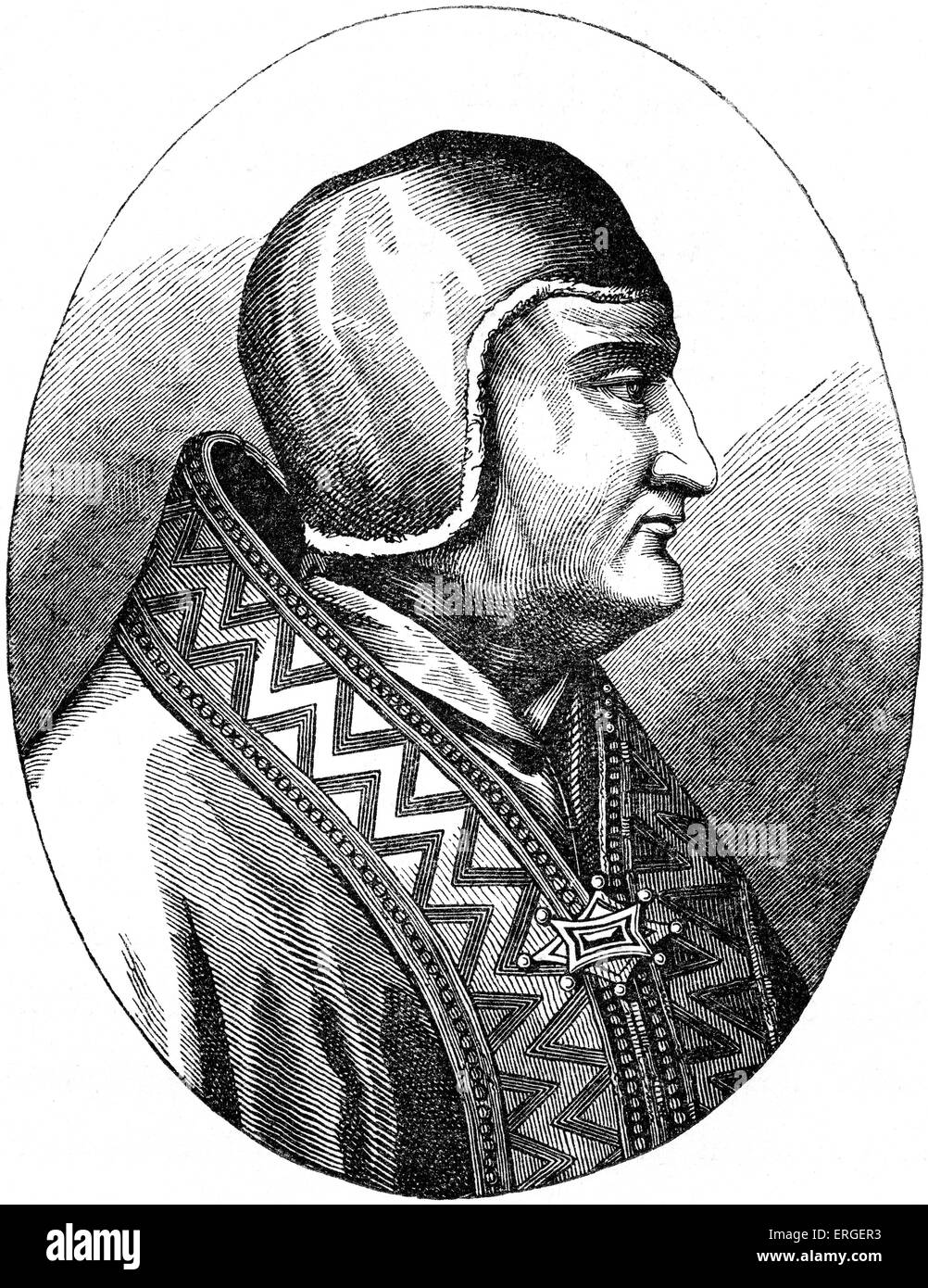 Papst Clement IV - Porträt von Fresco Malerei (Goldmosaik) in der Basilika von St. Paul-ohne - die - Wände in Rom, Italien. Stockfoto