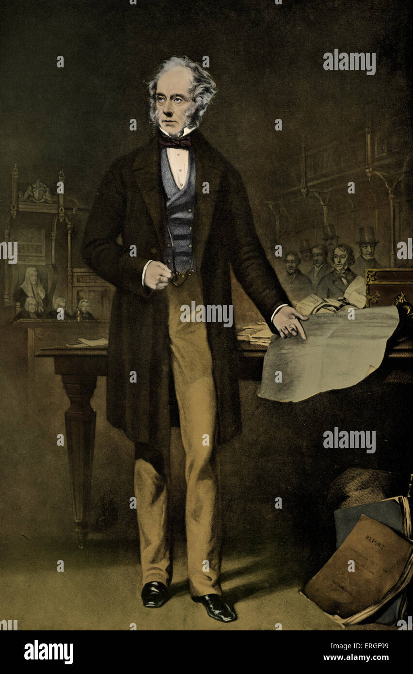 Henry John Temple, 3. Viscount Palmerston - vom Kupferstich von Zobel nach Gemälde von F. Cruikshank. Britischer Staatsmann und Stockfoto