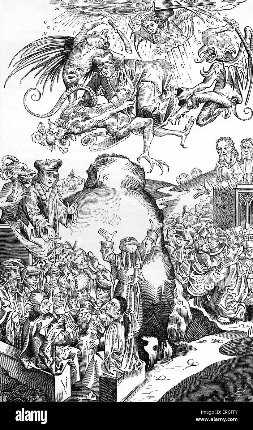 "Die Herrschaft des Antichristen" - nach dem Stich von Michael Volgemuth in der "Liber Chronicarum", 1493. Stockfoto