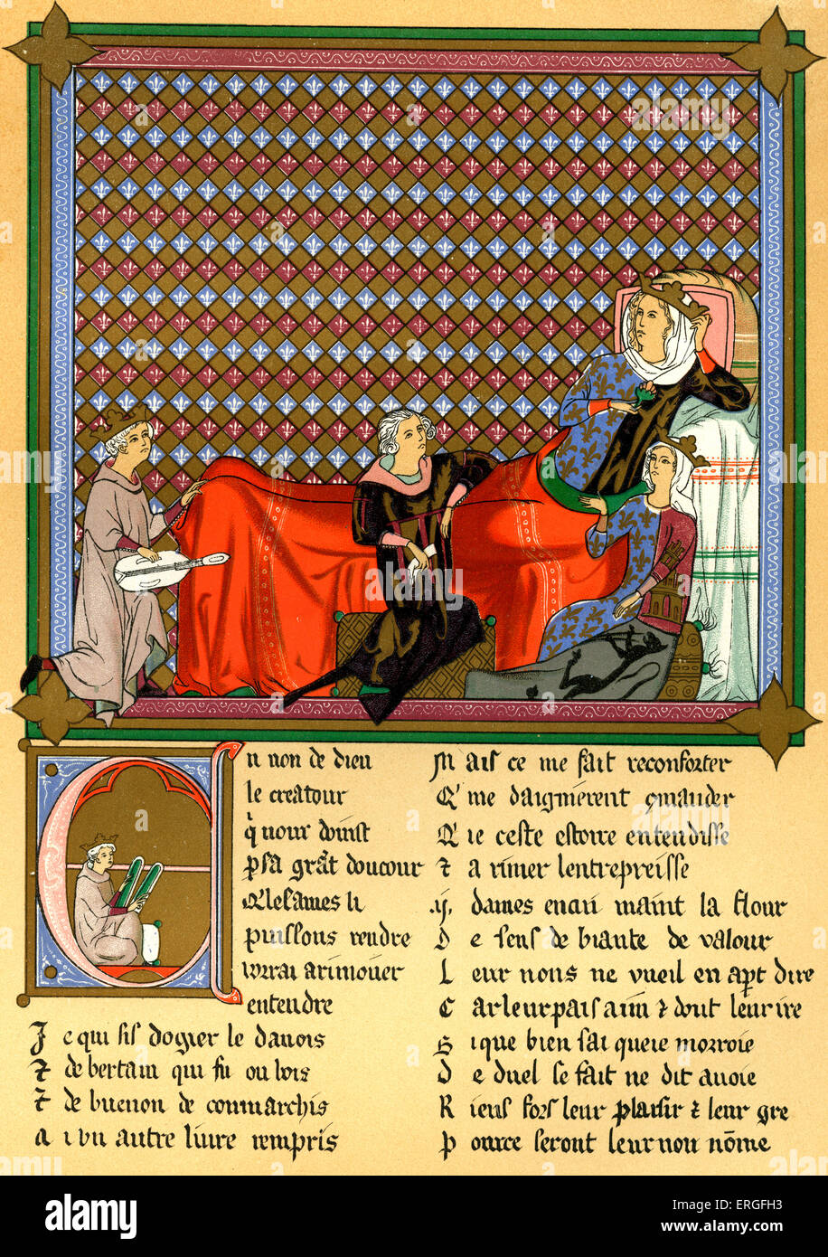 Adenez, König der Spielleute. Gesendet von Heinrich, Herzog von Flandern, Robert, Graf d ' Artois, Bruder des Königs Loius IX. Adenez Stockfoto