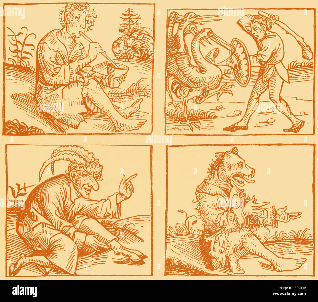 "Monster geboren von der Überschwemmung" - nach Holzstichen in "Filmströmung de Nürnberg", gedruckt im Jahre 1493. Stockfoto
