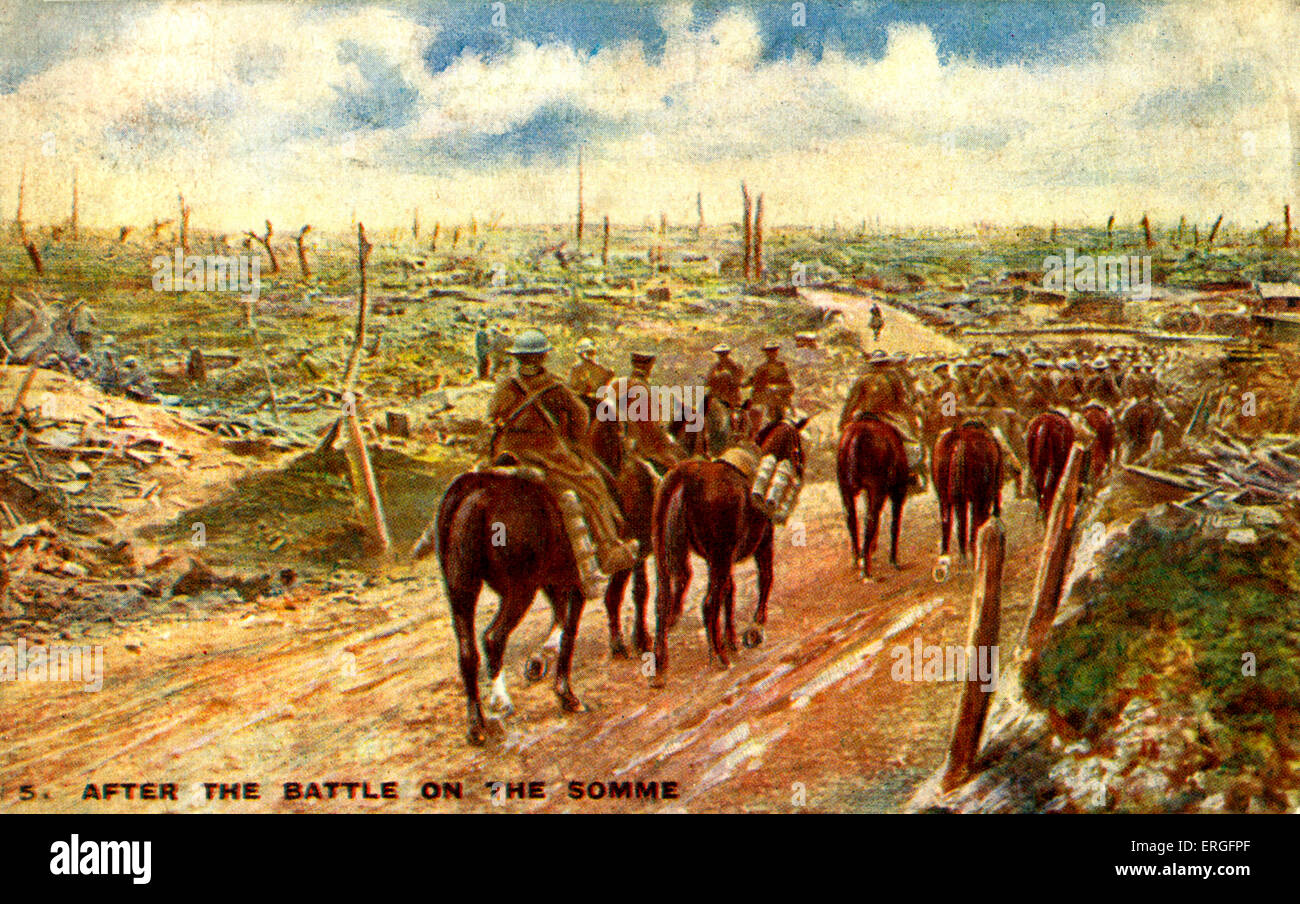 "Nach der Schlacht an der Somme" (1 Juli - 18. November 1916, Picardie, Frankreich). Parade der britischen Truppen. Westfront. Stockfoto