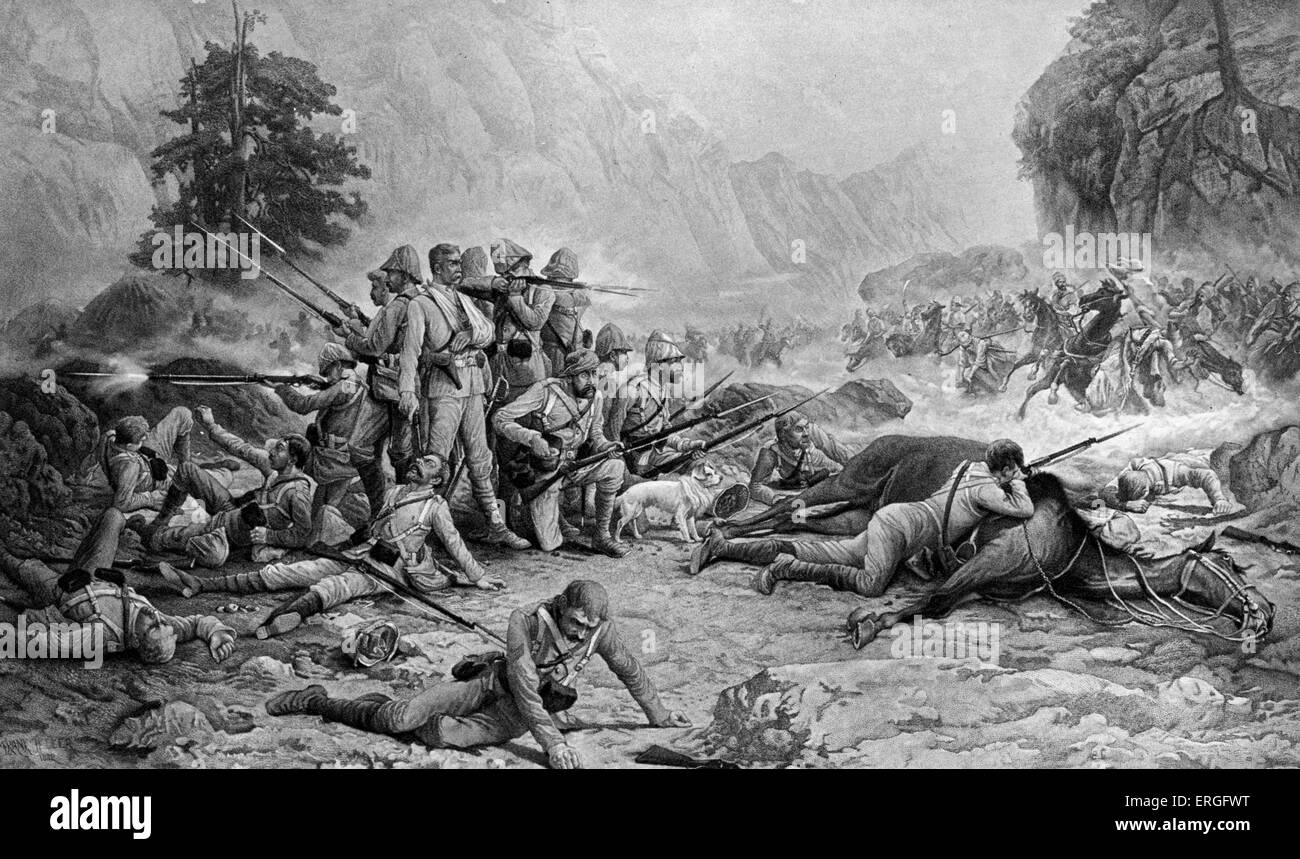 "Der letzte elf Uhr Maiwand' - nach dem Lackieren von Frank Feller.  Schlacht von Maiwand, Afrghanistan, 27. Juli 1880. Wichtigsten Stockfoto