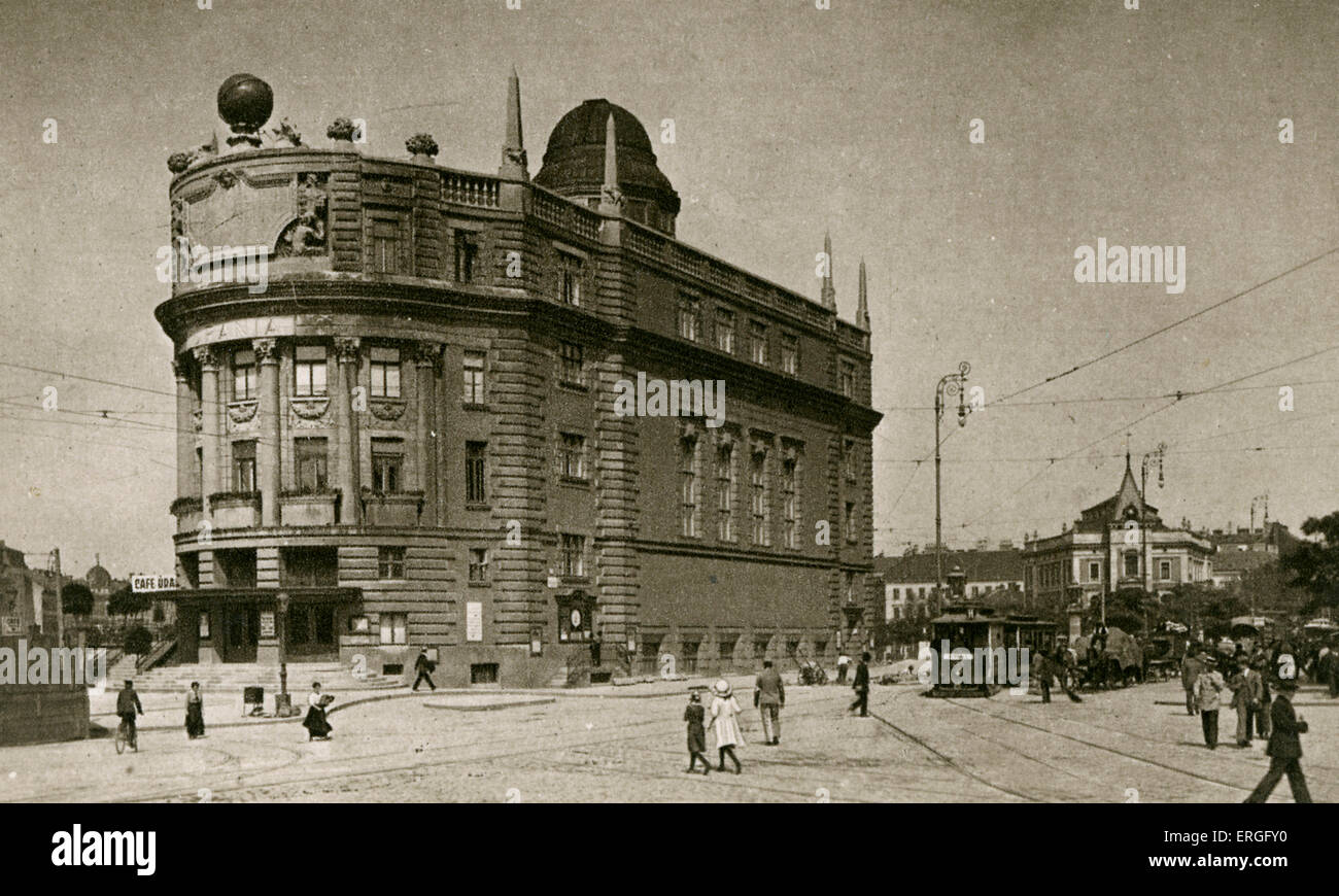 Palast Urania, Wien, Österreich. August 1920. Öffentliche Bildungseinrichtung und Sternwarte in Wien. (Deutsch: Urania - Gebäude). Stockfoto