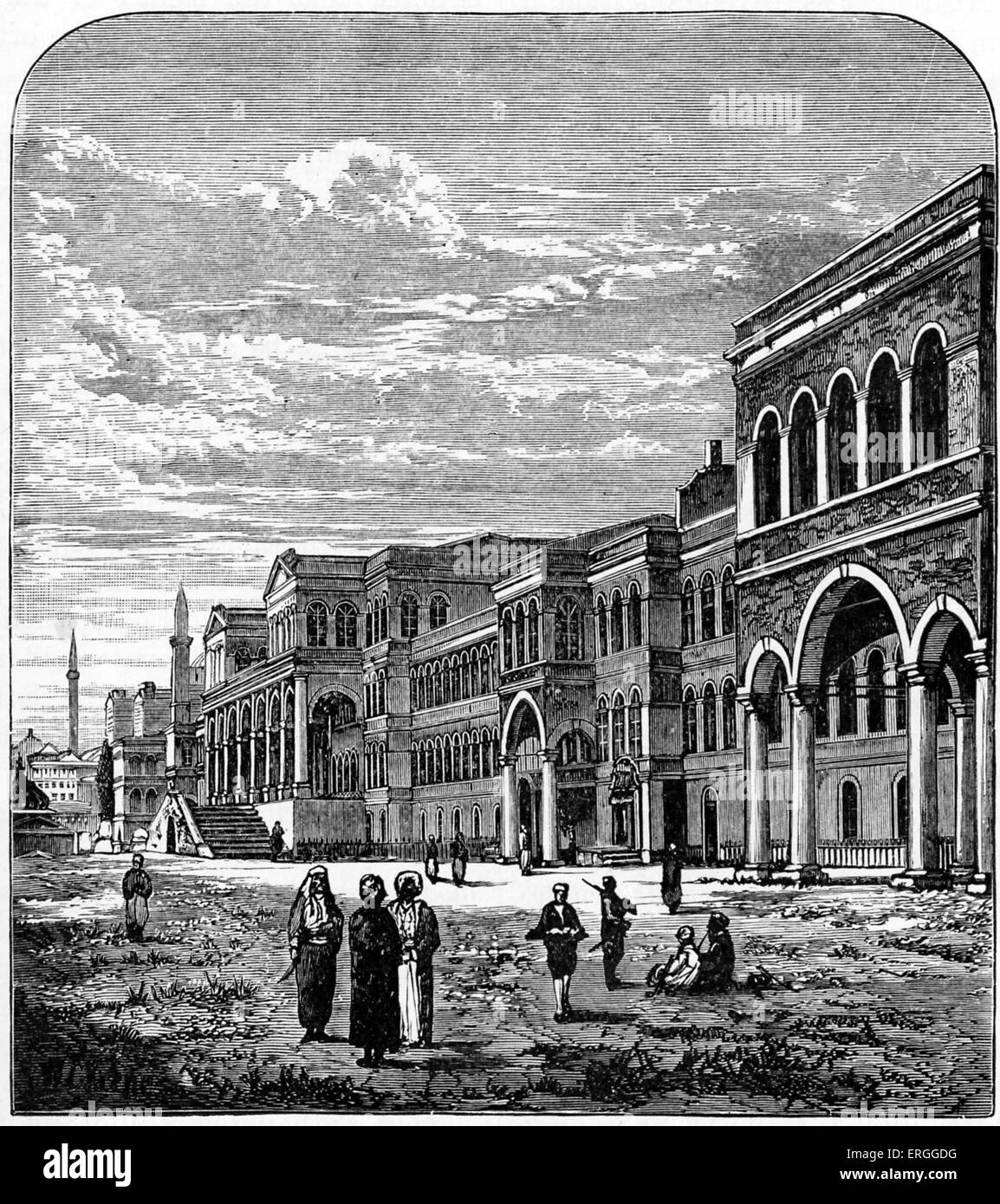 Ottoman Porte, Istanbul (Konstantinopel) 1876. Name für die Zentralregierung des Osmanischen Reiches, hohes Tor der Referenzierung der Stockfoto