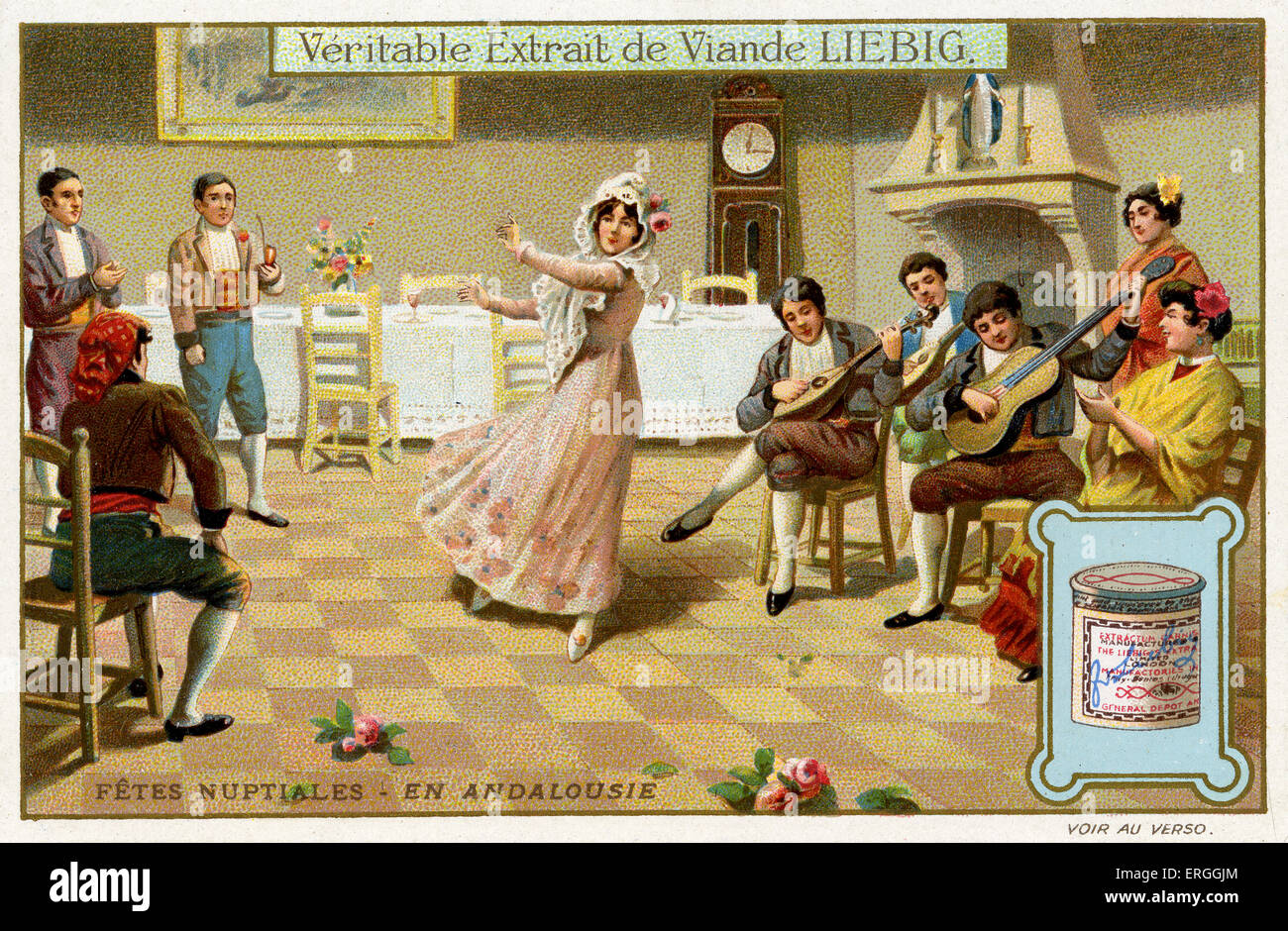 Hochzeitsfeiern: Andalusien, 1910. Traditionelle Trauung. Liebig-Sammelkartenspiel ("FÊTES NUPTIALES"). Stockfoto