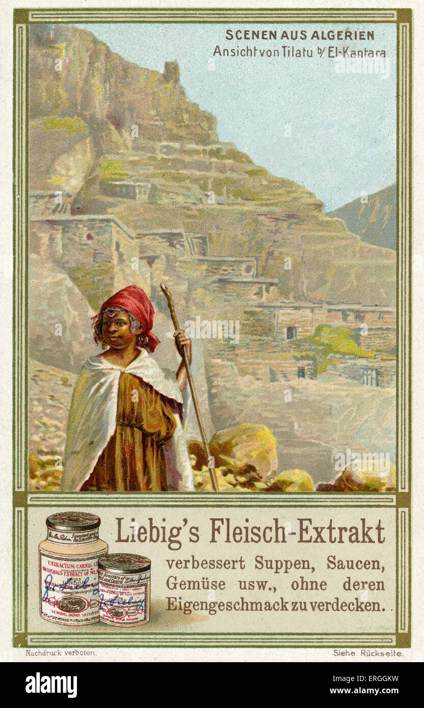 Algerische Szenen: El Kantara. Illustration von 1910. Liebig-Extrakt von Fleisch Sammelkarten. Stockfoto