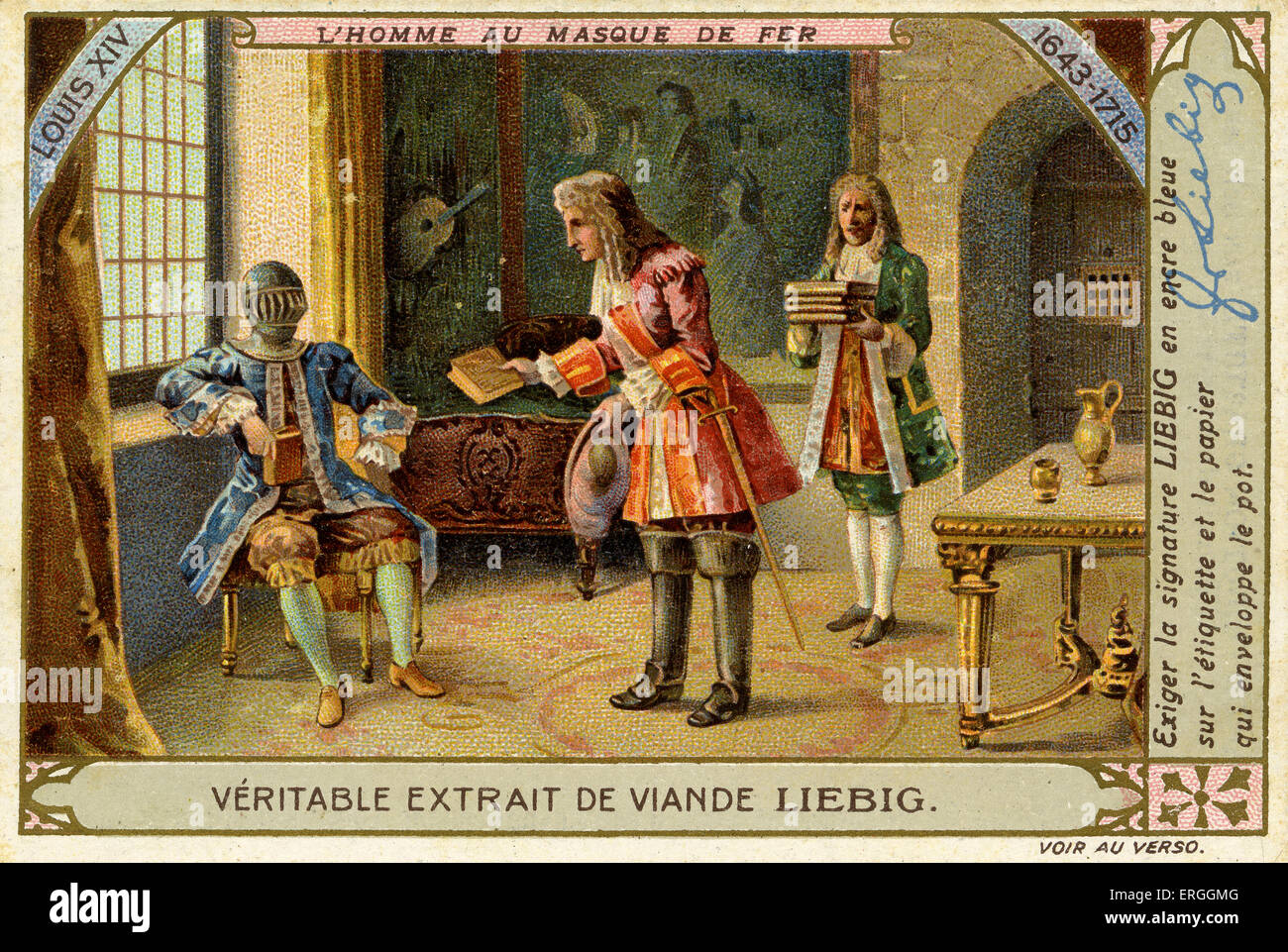 Leben von Louis XIV: Mann in der eisernen Maske. Bezeichnung für Gefangene, die unter Namen von Eustache Dauger in 1669 und 1670 verhaftet. Statt in Stockfoto
