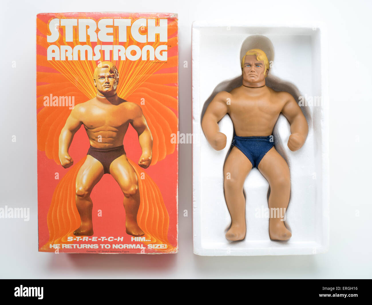 Stretch Armstrong Latex mit Maissirup Gel Action-Figur von 1976 von Kenner Stockfoto