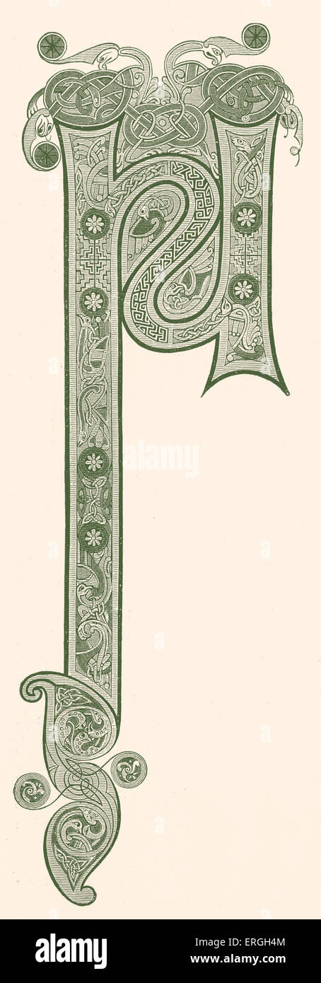 Beleuchtete ' n ' im 'Buch der Kellis'. Irischen Handschrift des 7. Jahrhunderts. In M. Stokes "Early Christian Art in Irland" veröffentlicht. Stockfoto