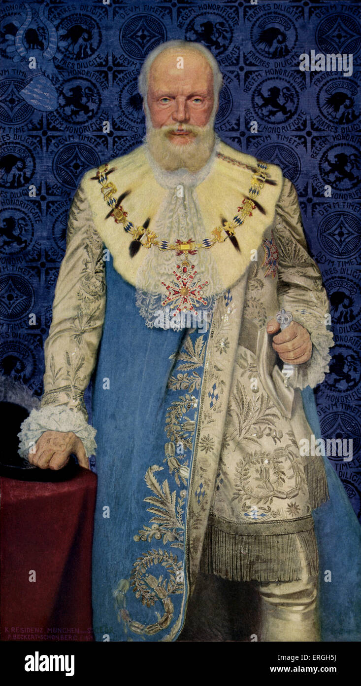 König Ludwig II. von Bayern - Porträt am 7. Januar 1915 seinen 70. Geburtstag feiern. Gekleidet im Gewand des Großmeisters des die Stockfoto