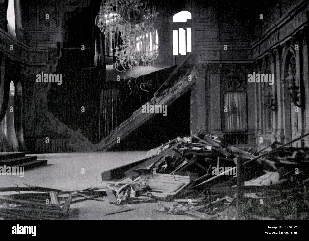 1. Weltkrieg: Zerstörung der Thronsaal in Belgrad durch die Austro - ungarische Kräfte. Balkan Theater des Krieges / Eastern Front. Oktober 1915. Stockfoto