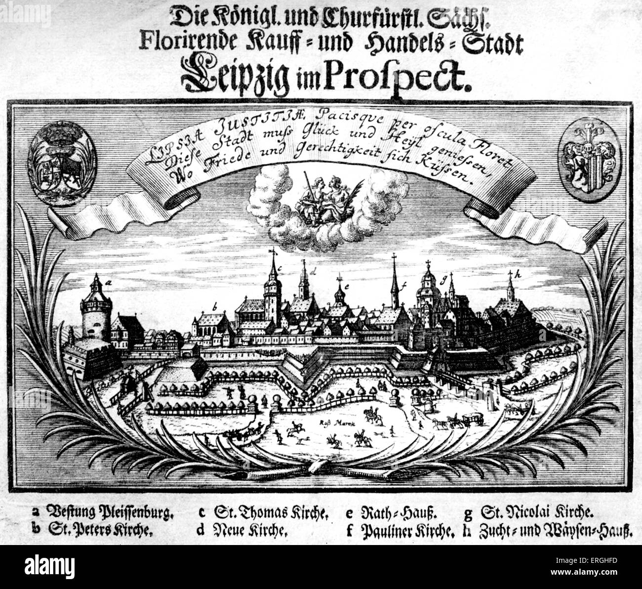 Leipzig, Deutschland. (Titel: Leipzig Im Prospekt "). J.S. Bach lebte in Leipzig zwischen 1723 und 1750. Stockfoto