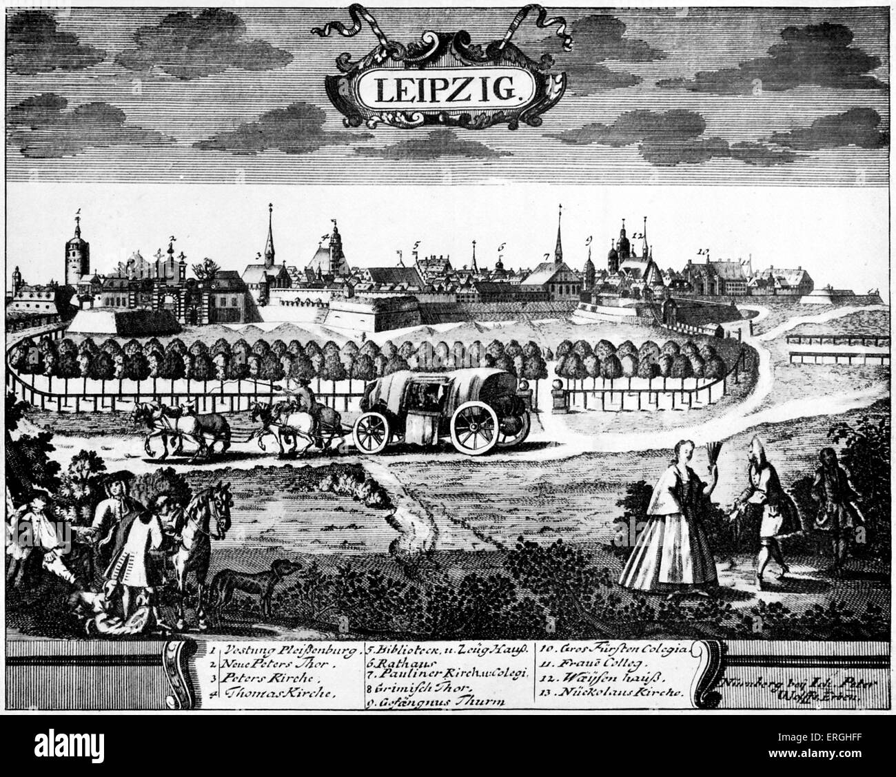 Leipzig, Deutschland, 18. Jahrhundert.  J.S. Bach lebte in Leipzig zwischen 1723 und 1750. Stockfoto