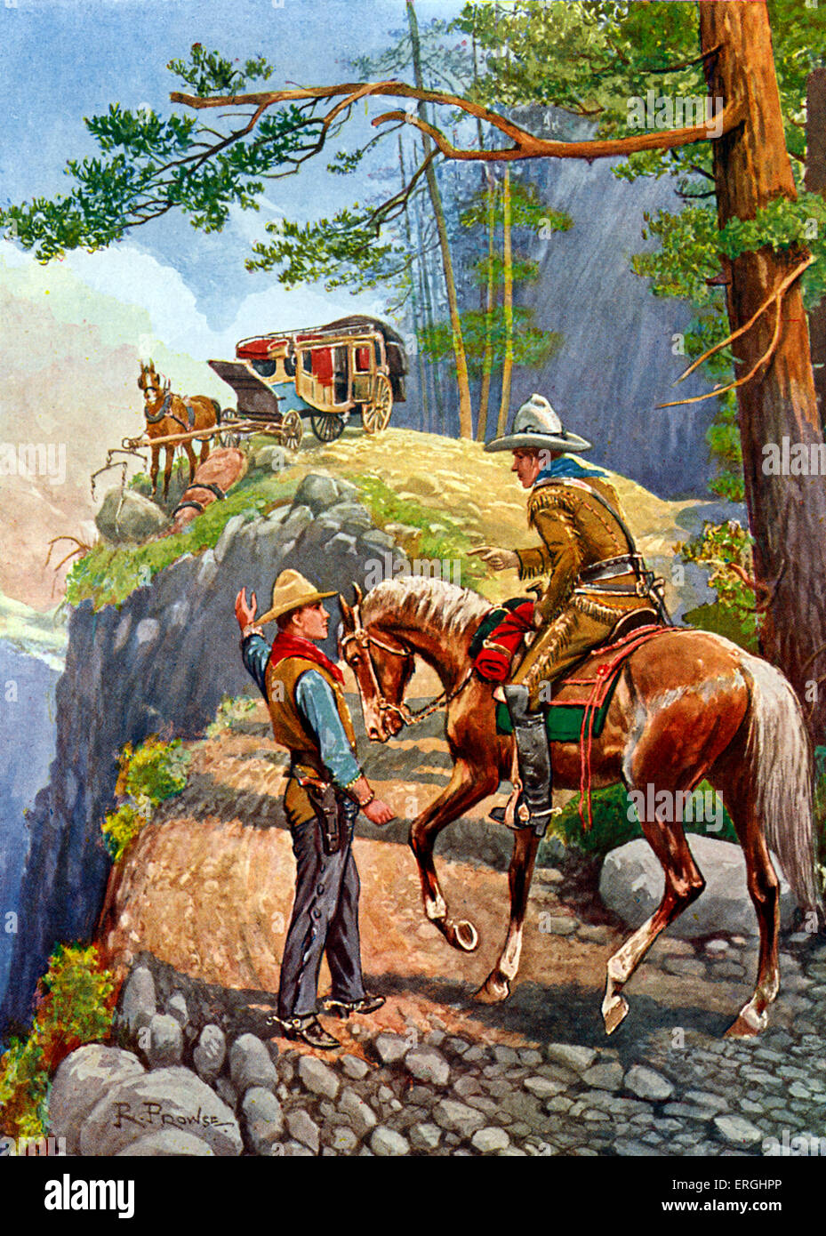 Broncho Bill.  Bildunterschrift lautet: "nach der Hold-Up.   Illustration von Robert Prowse 1826-1886 Stockfoto