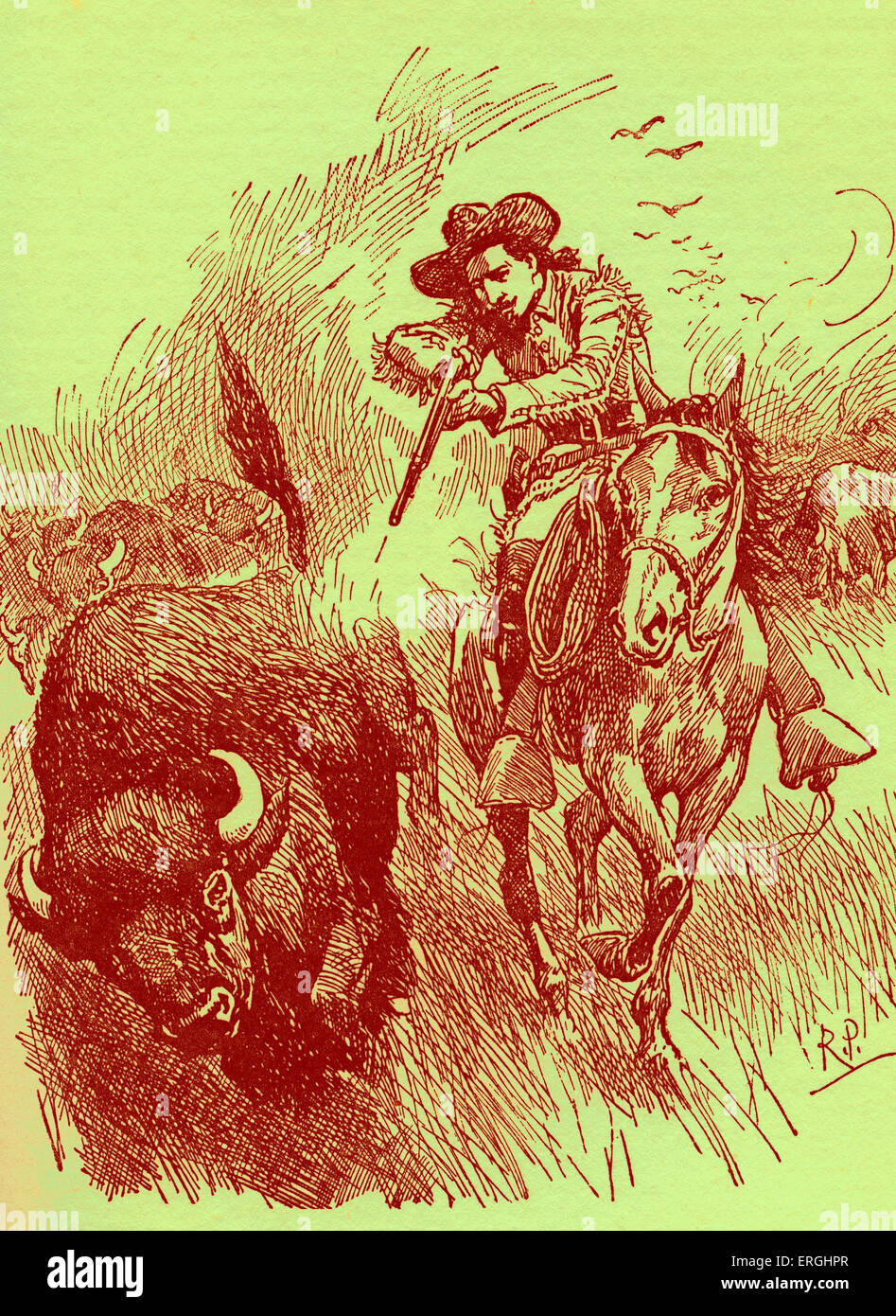 Buffalo Bill. Wie kam William Cody, genannt Buffalo Bill.   Illustration von Robert Prowse 1826 - 1886 Stockfoto