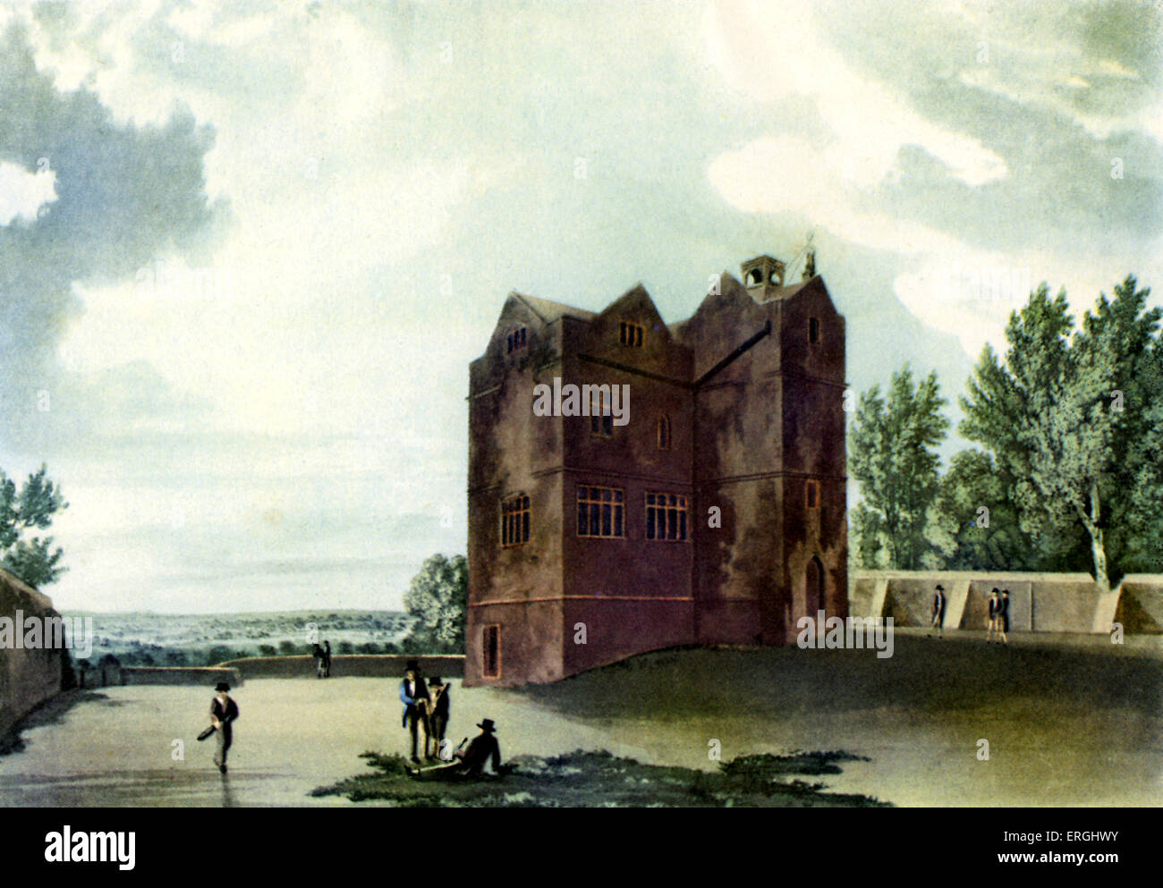 Harrow School. Farbige Aquatinta von j.c. Stadler (Datum unbekannt) nach W. Westall, 1816. Von Ackermanns "Geschichte von der Stockfoto