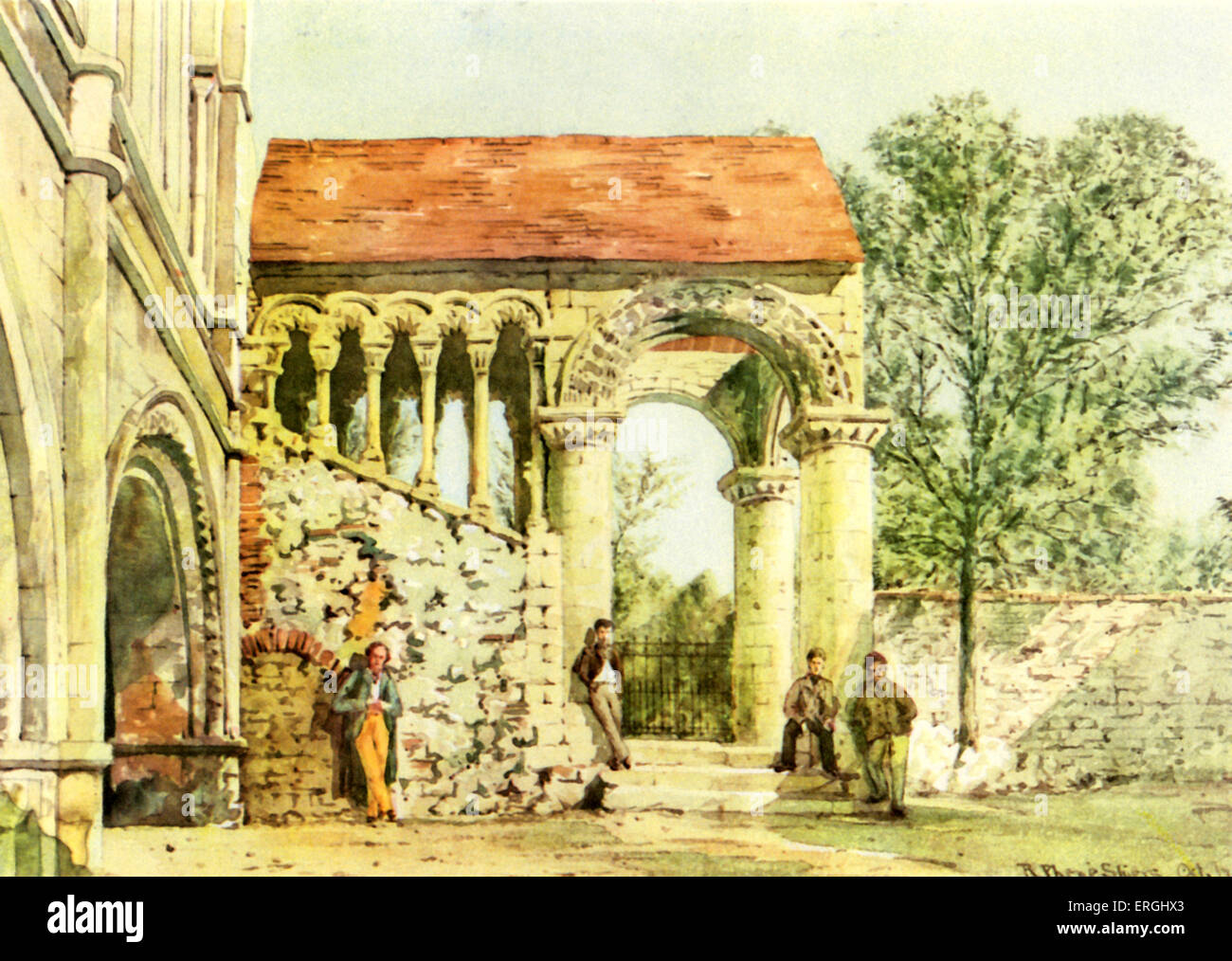 Norman Treppe, King es School in Canterbury. Aquarell von Richard Phené Spiers (1838-1916), 1870. Stockfoto