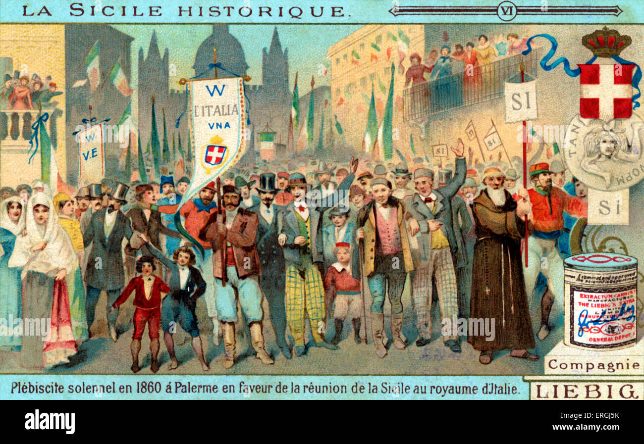 Geschichte von Sizilien: Volksabstimmung zur Vereinigung mit Italien in Palermo, 1860. Während Risorgimento von 1860 Garibaldis Expedition Stockfoto
