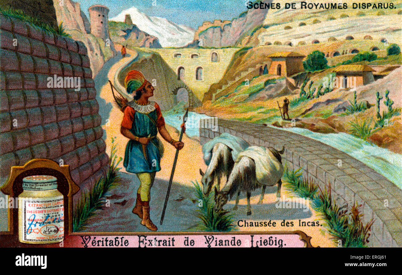 Verschwundene Zivilisationen: Inka Causeway. Inka-Reiches verlängert entlang der Westküste Südamerikas von Peru.  Abbildung auf Stockfoto