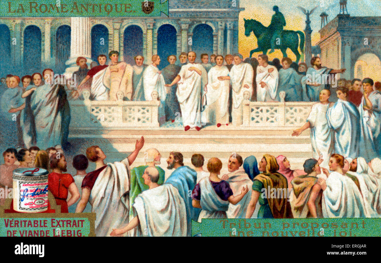 Tribüne in der römischen Republik: ein Gesetz vorschlagen. Gruppe mit macht, plebejische Rat (Volksversammlung) einzuberufen und vorschlagen Stockfoto