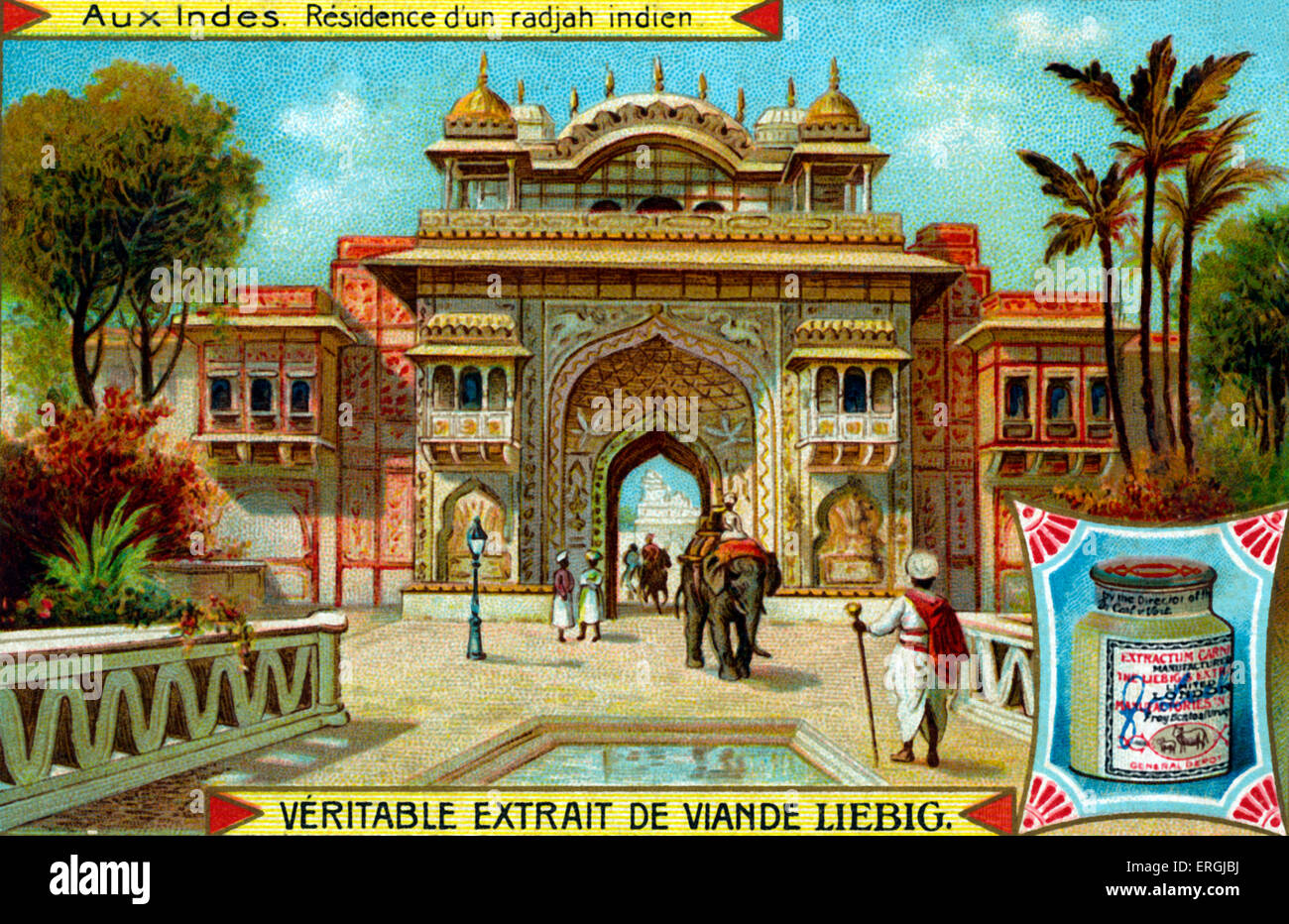 Brihadeeswarar-Tempel in Thanjavur, Indien.  Anfang des 20. Jahrhunderts Illustration von Liebig Sammelkartenspiel (französischer Titel der Serie: Stockfoto