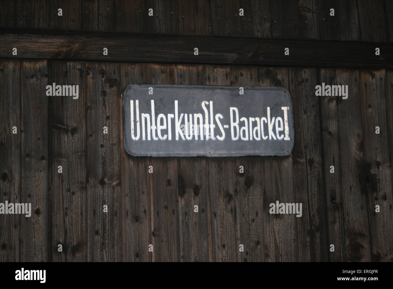 Gefängnis barrack Tür im KZ Majdanek, Polen. Liest "Barrack ich." Am Stadtrand von Lublin.  Aufgrund der schnellen Vormarsch der Stockfoto