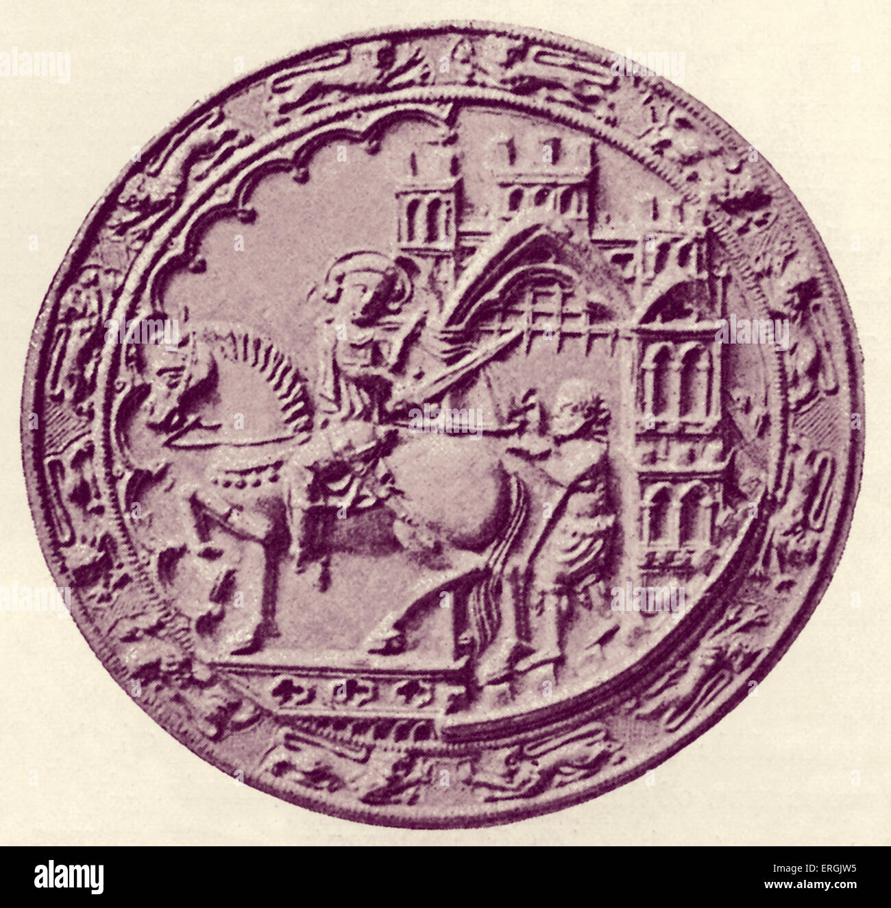 Siegel von Dover, 1305. Vorderseite. Küstenstadt in Kent, UK. Stockfoto