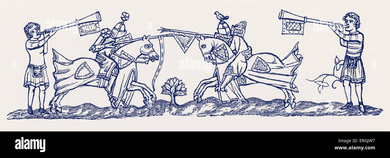 Kippen, Anfang des 14. Jahrhunderts. England. Form von Ritterspielen. Stockfoto