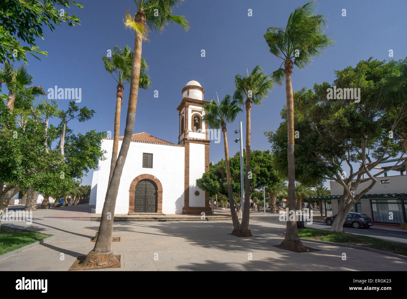 Der Kirche Iglesia de Nuestra Senora De La Antigua, 18. Jahrhundert, Fuerteventura, Spanien Stockfoto