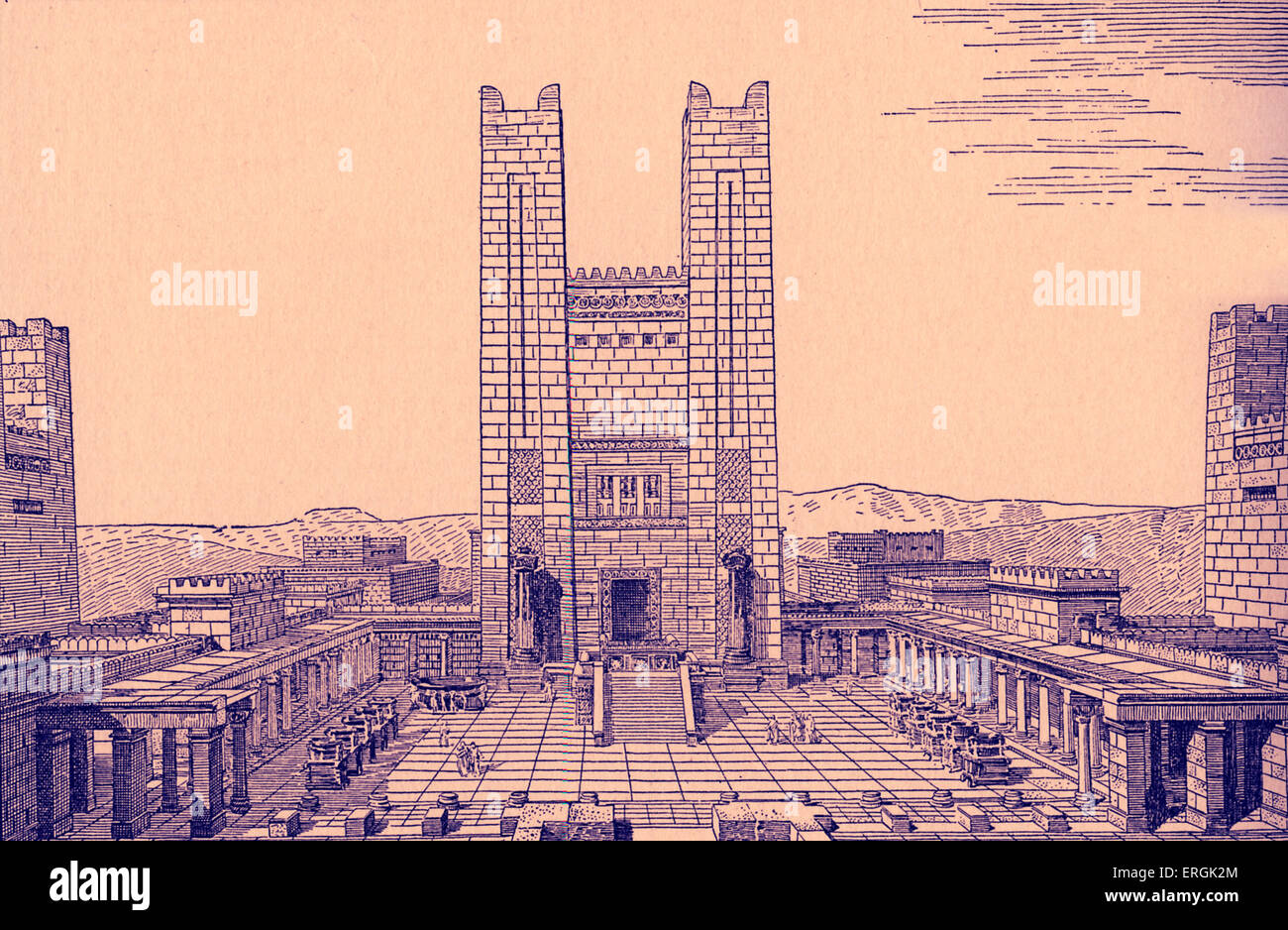 Der Tempel und Jerusalem.  Gericht der Priester.  Von Charles Chipiez rekonstruiert.   (Herodes Tempel 70 n. Chr. zerstört) Stockfoto