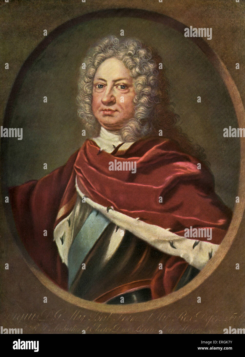 König George I von Großbritannien - vom Kupferstich von Jacob Christoph Le Blon.  König von Großbritannien und Irland von 1714 bis Stockfoto