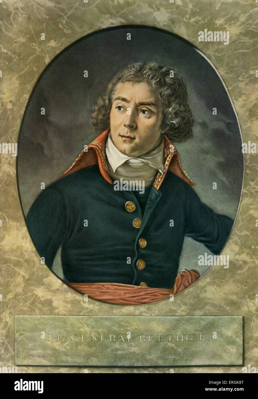 Le Général Berthier (General Louis Alexandre Berthier) (1753-1815), nach dem Stich von Pierre Michel Alix, nach Antoine Jean Stockfoto
